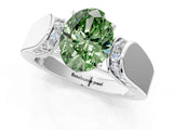 White gold Fancy Green Oval Cut Diamond Channel Set Solitaire Ring with Four-Prong Setting_61