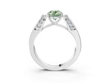 White gold Fancy Green Oval Cut Diamond Channel Set Solitaire Ring with Four-Prong Setting_63