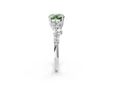 White gold Fancy Green Oval Cut Diamond Cluster Pavé Band with Four-Prong Setting_14