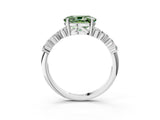 White gold Fancy Green Oval Cut Diamond Cluster Pavé Band with Four-Prong Setting_15