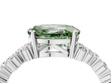White gold Fancy Green Oval Cut Diamond Cluster Pavé Band with Four-Prong Setting_16