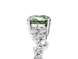 White gold Fancy Green Oval Cut Diamond Cluster Pavé Band with Four-Prong Setting_17