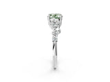 White gold Fancy Green Oval Cut Diamond Cluster Pavé Band with Four-Prong Setting_5