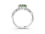 White gold Fancy Green Oval Cut Diamond Cluster Pavé Band with Four-Prong Setting_6