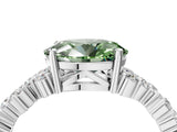 White gold Fancy Green Oval Cut Diamond Cluster Pavé Band with Four-Prong Setting_7