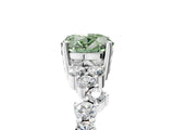 White gold Fancy Green Oval Cut Diamond Cluster Pavé Band with Four-Prong Setting_8