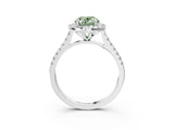 White gold Fancy Green Oval Cut Diamond Cushion Halo Ring with Pavé Band_3