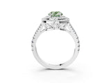 White gold Fancy Green Oval Cut Diamond Double Halo Ring with Pavé Band and Prong Setting_130