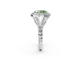 White gold Fancy Green Oval Cut Diamond Double Halo Ring with Split Shank and Prong Setting_29