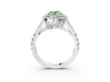 White gold Fancy Green Oval Cut Diamond Double Halo Ring with Split Shank and Prong Setting_30