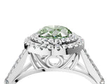 White gold Fancy Green Oval Cut Diamond Double Halo Ring with Split Shank and Prong Setting_31