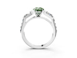 White gold Fancy Green Oval Cut Diamond Engagement Ring with Baguette Side Stones and Channel Set Band_35