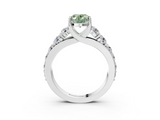 White gold Fancy Green Oval  Cut Diamond Engagement Ring with Pavé Band and Four-Prong Setting_6