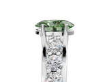 White gold Fancy Green Oval  Cut Diamond Engagement Ring with Pavé Band and Four-Prong Setting_8