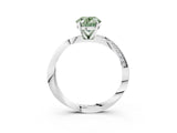 White gold Fancy Green Oval Cut Diamond Engagement Ring with Side Stone Accents and Four-Prong Setting_15