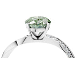 White gold Fancy Green Oval Cut Diamond Engagement Ring with Side Stone Accents and Four-Prong Setting_28