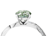 White gold Fancy Green Oval Cut Diamond Engagement Ring with Side Stone Accents and Four-Prong Setting_40