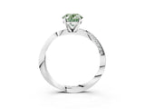 White gold Fancy Green Oval Cut Diamond Engagement Ring with Side Stone Accents and Four-Prong Setting_87