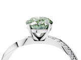 White gold Fancy Green Oval Cut Diamond Engagement Ring with Side Stone Accents and Four-Prong Setting_88