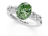 White gold Fancy Green Oval  Cut Diamond Five-Stone Prong Set White Gold Ring_33