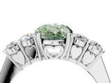 White gold Fancy Green Oval  Cut Diamond Five-Stone Prong Set White Gold Ring_36
