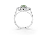 White gold Fancy Green Oval Cut Diamond Floral Double Halo Engagement Ring with Prong Setting_87