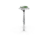 White gold Fancy Green Oval  Cut Diamond Floral Halo Engagement Ring with Pavé Band and Prong Setting_50