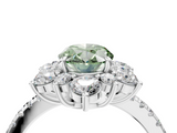 White gold Fancy Green Oval  Cut Diamond Floral Halo Pave Band with Prong Setting_42