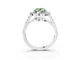 White gold Fancy Green Oval Cut Diamond Floral Halo Split Shank Prong Setting Ring_3