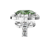 White gold Fancy Green Oval Cut Diamond Floral Halo Split Shank Prong Setting Ring_5