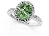 White gold Fancy Green Oval Cut Diamond Halo Engagement Ring with Pavé Band and Prong Setting_40