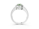 White gold Fancy Green Oval Cut Diamond Halo Engagement Ring with Pavé Band and Prong Setting_42