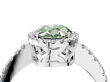 White gold Fancy Green Oval Cut Diamond Halo Engagement Ring with Pavé Band and Prong Setting_43