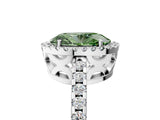 White gold Fancy Green Oval Cut Diamond Halo Engagement Ring with Pavé Band and Prong Setting_44