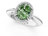 White gold Fancy Green Oval  Cut Diamond Halo Engagement Ring with Split Shank and Four-Prong Setting_90