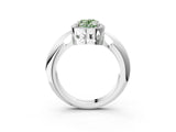 White gold Fancy Green Oval  Cut Diamond Halo Engagement Ring with Split Shank and Four-Prong Setting_92