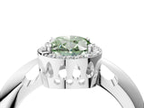 White gold Fancy Green Oval  Cut Diamond Halo Engagement Ring with Split Shank and Four-Prong Setting_94
