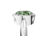 White gold Fancy Green Oval  Cut Diamond Halo Engagement Ring with Split Shank and Four-Prong Setting_95