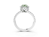 White gold Fancy Green Oval Cut Diamond Halo Pave Band with Four-Prong Setting_6