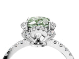 White gold Fancy Green Oval Cut Diamond Halo Pave Band with Four-Prong Setting_7