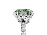 White gold Fancy Green Oval Cut Diamond Halo Pave Band with Four-Prong Setting_8