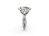 White gold Fancy Green Oval Cut Diamond Halo Ring with Pavé Band and Four-Prong Setting_71