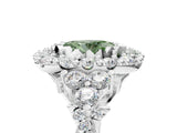 White gold Fancy Green Oval Cut Diamond Halo Ring with Pavé Band and Four-Prong Setting_74
