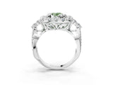 White gold Fancy Green Oval Cut Diamond Halo Ring with Pavé Band and Four-Prong Setting_74