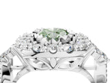 White gold Fancy Green Oval Cut Diamond Halo Ring with Pavé Band and Four-Prong Setting_74