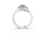 White gold Fancy Green Oval  Cut Diamond Halo Ring with Round Brilliant Halo and Solitaire Band_116