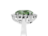 White gold Fancy Green Oval  Cut Diamond Halo Ring with Round Brilliant Halo and Solitaire Band_118