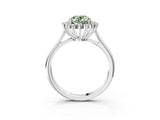 White gold Fancy Green Oval  Cut Diamond Halo Ring with Solitaire Band and Prong Setting_56