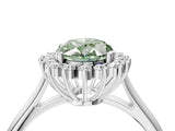 White gold Fancy Green Oval  Cut Diamond Halo Ring with Solitaire Band and Prong Setting_57