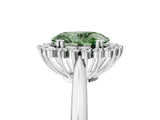 White gold Fancy Green Oval  Cut Diamond Halo Ring with Solitaire Band and Prong Setting_58